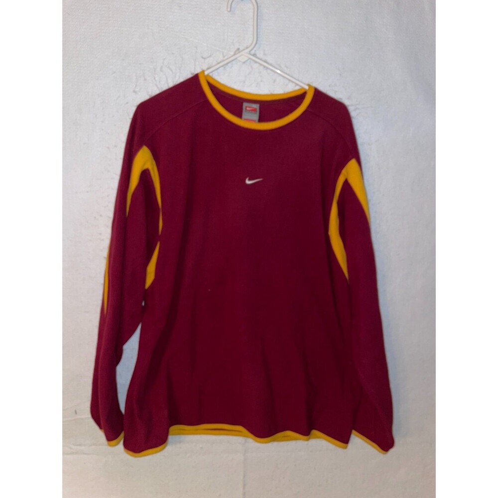 Vintage Nike Men's Pullover XL Therma-Fit Fleece Warm Long sleeve Sweatshirt red